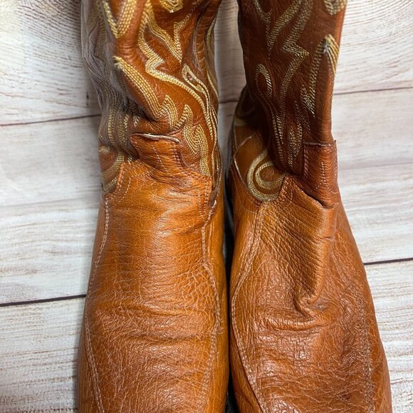 Vintage Dan Post Lizard Leather Ostritch Toe Cowboy Boots Size 9.5 D Round Toe - Picture 6 of 12